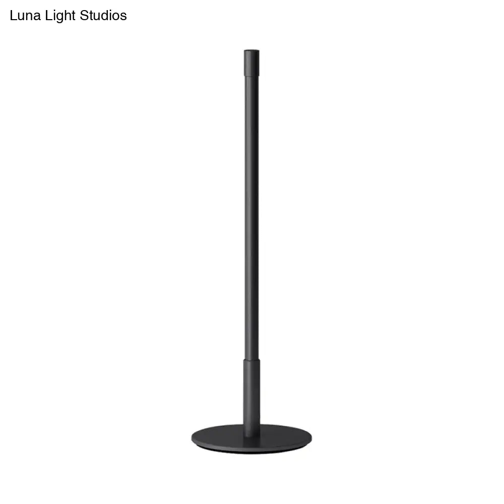 Black Plumb Rod Led Night Light: Sleek Bedside Table Lamp With Warm/White Light