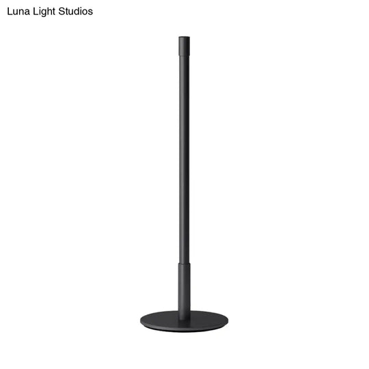 Black Plumb Rod Led Night Light: Sleek Bedside Table Lamp With Warm/White Light