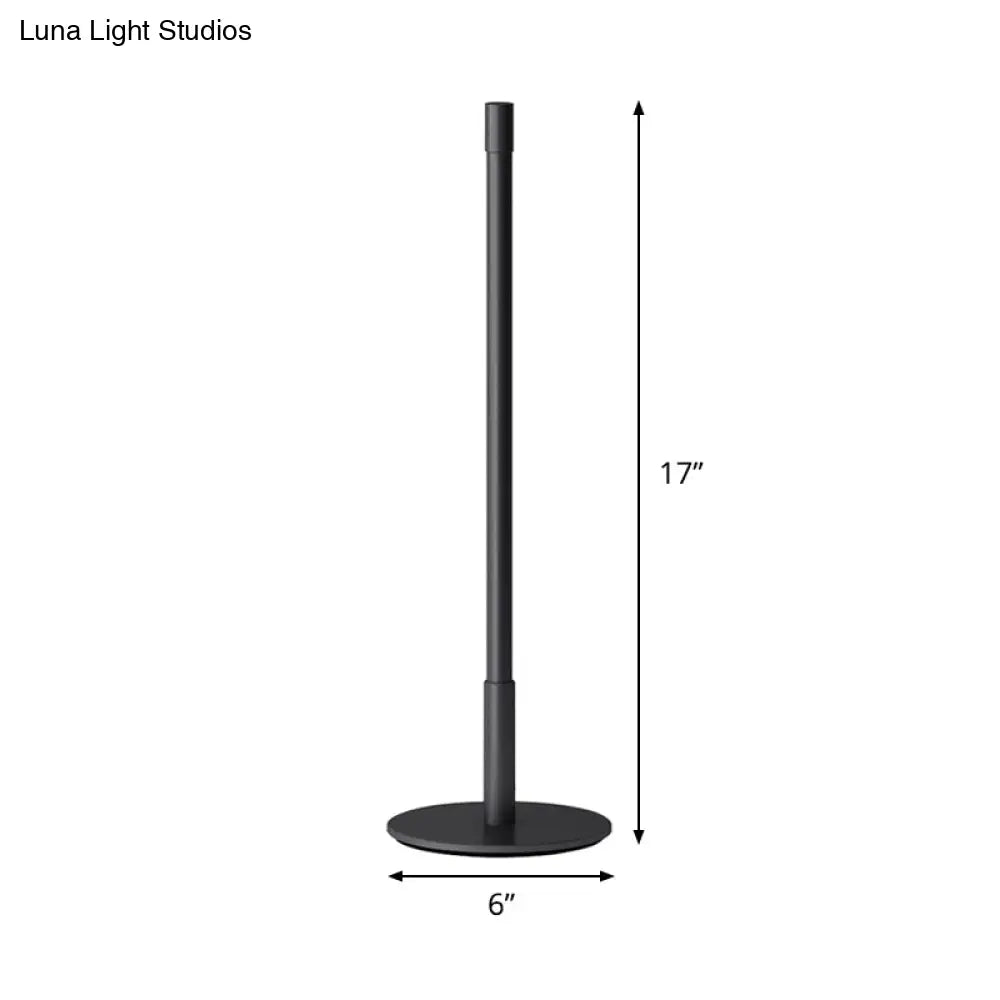 Black Plumb Rod Led Night Light: Sleek Bedside Table Lamp With Warm/White Light