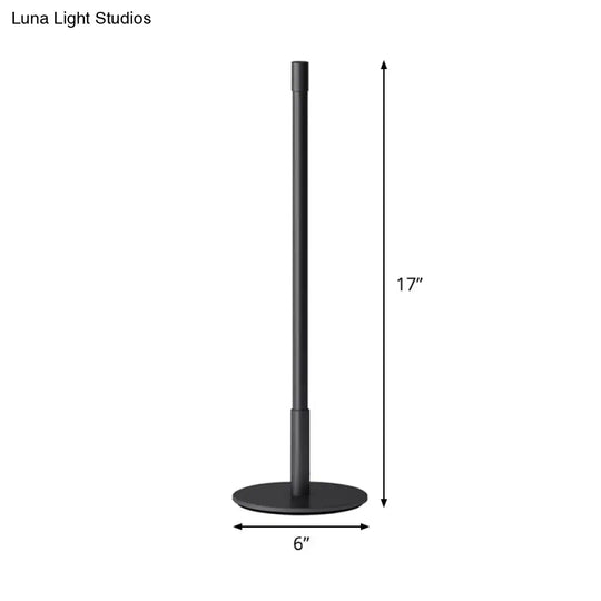 Black Plumb Rod Led Night Light: Sleek Bedside Table Lamp With Warm/White Light