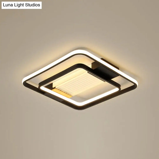 Black Rectangle Led Flush Ceiling Light - Minimalist Acrylic Lamp For Living Room / 20.5