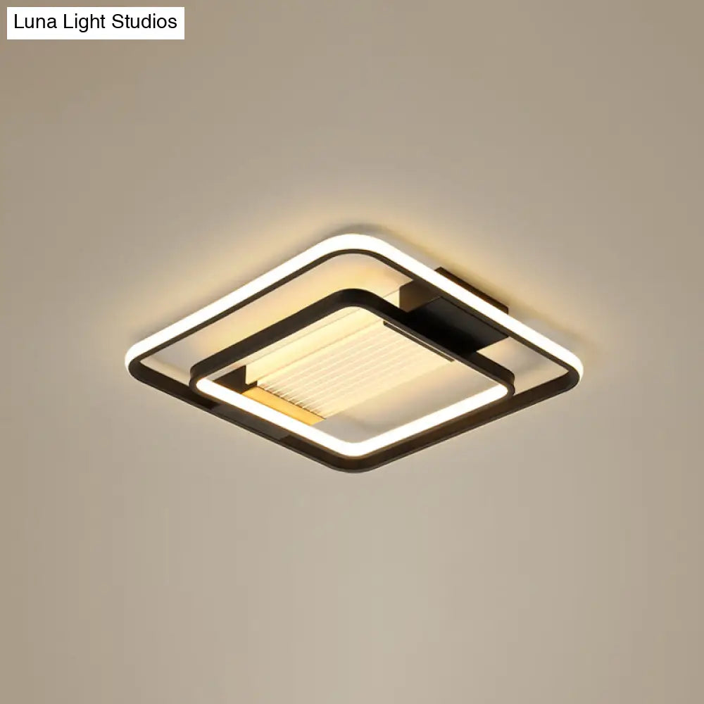 Black Rectangle Led Flush Ceiling Light - Minimalist Acrylic Lamp For Living Room / 16.5