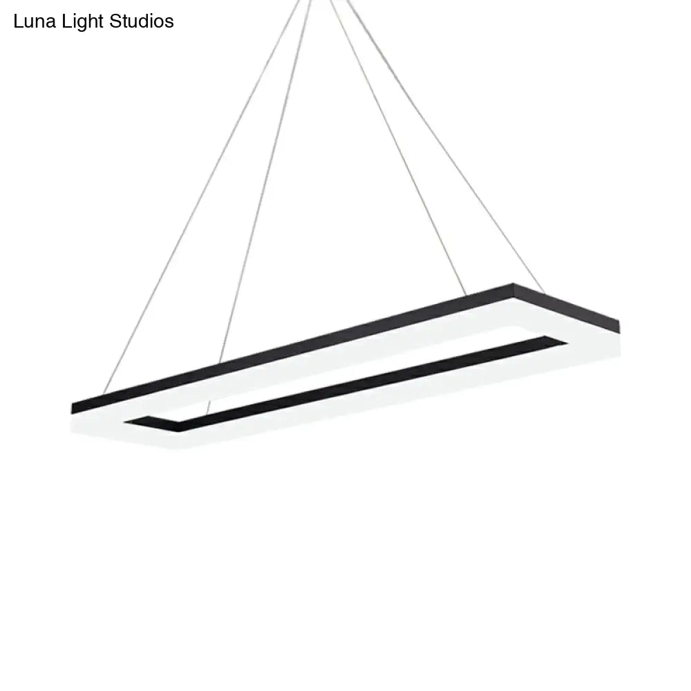 Black Rectangular Led Chandelier: Modern Acrylic Pendant Light In White/Warm/Natural Shades