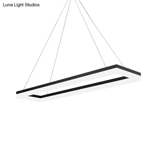 Black Rectangular Led Chandelier: Modern Acrylic Pendant Light In White/Warm/Natural Shades