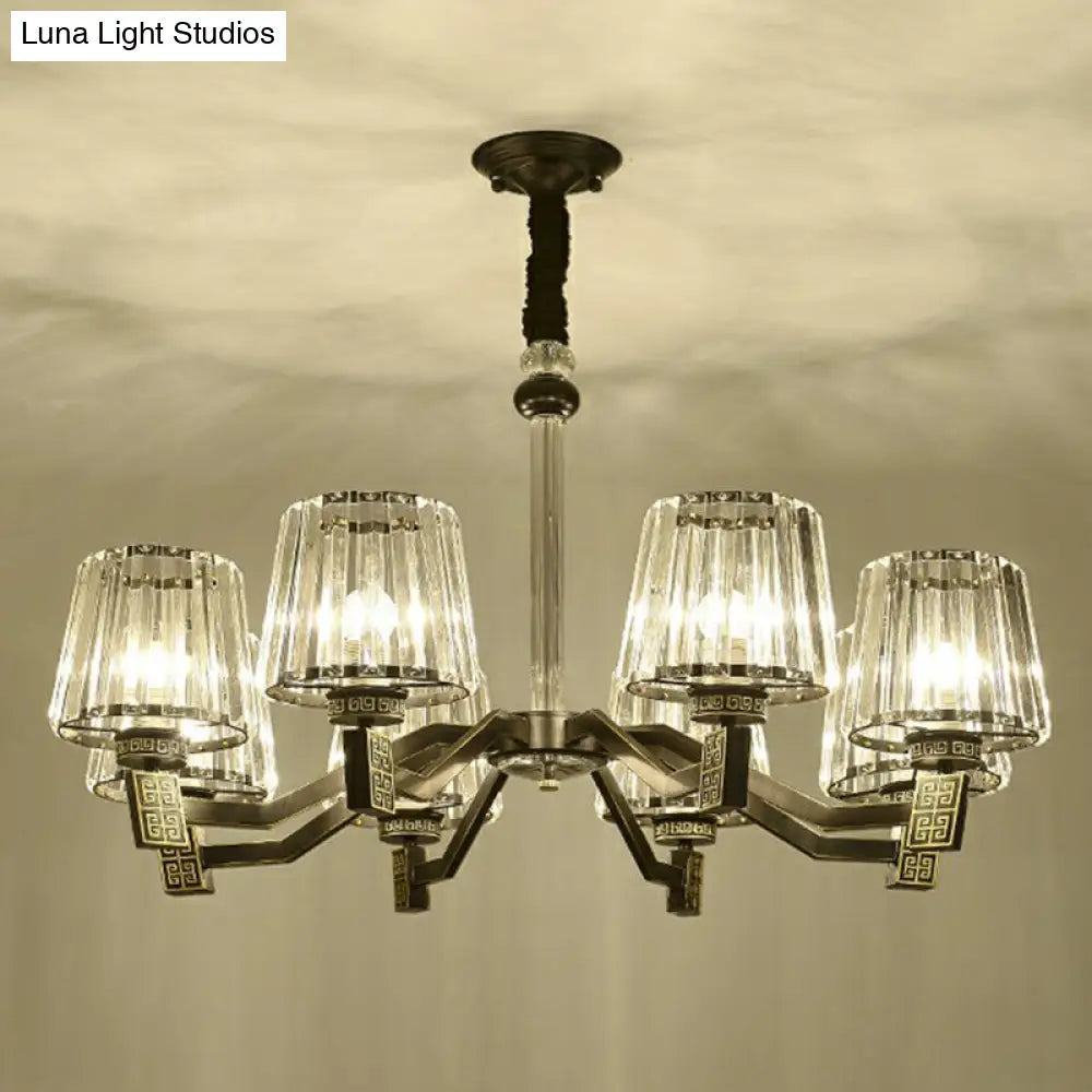 Retro Black Crystal Prism Chandelier Light For Living Room 8 /