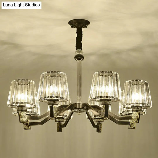 Retro Black Crystal Prism Chandelier Light For Living Room 8 /