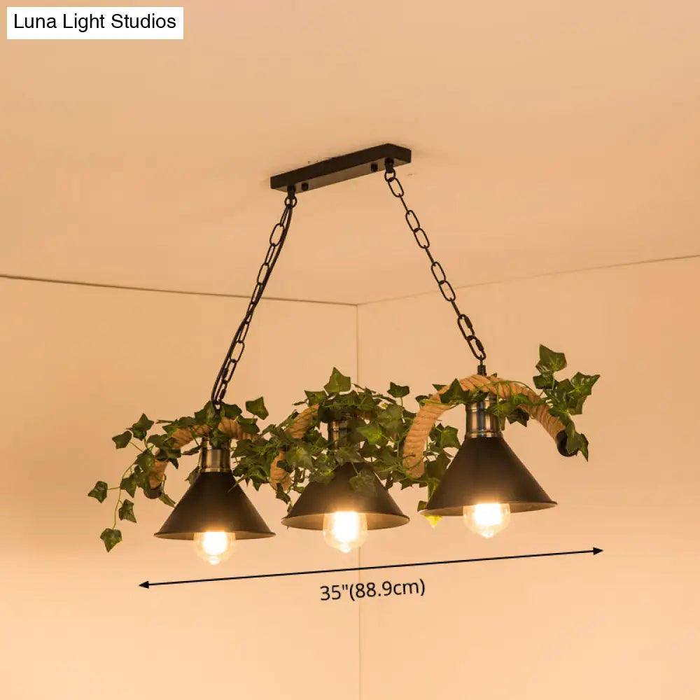 Black Retro Metal Pendant Light - Industrial Hanging Island Fixture