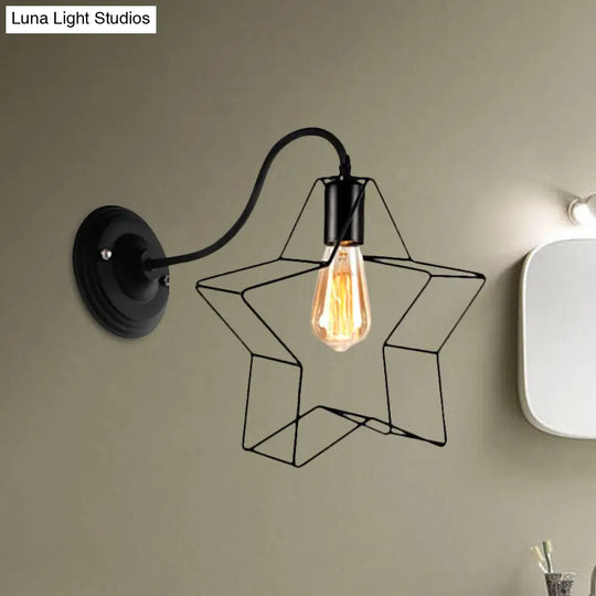 Black Retro Style Metal Diamond/Star Sconce Lamp For Coffee Shop