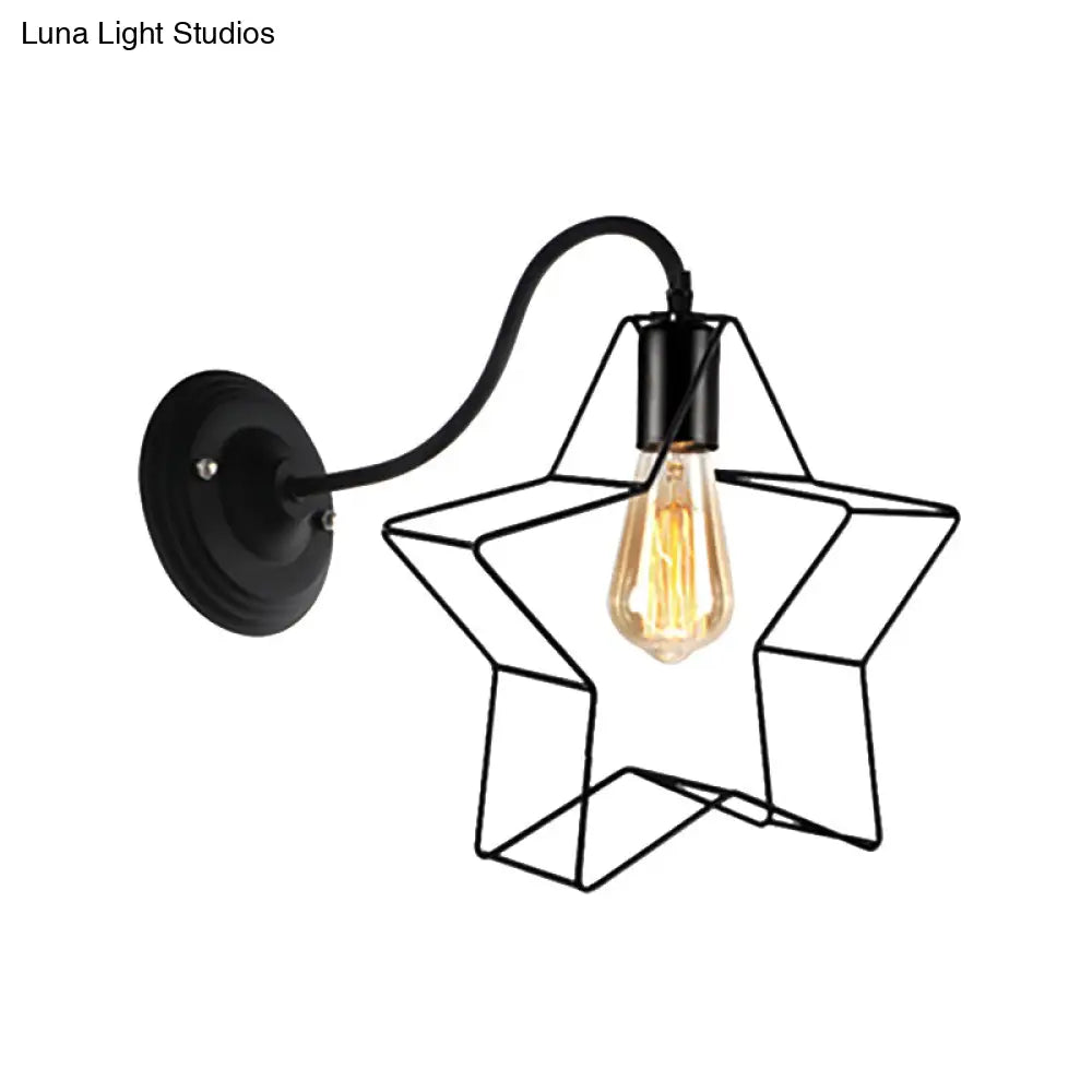 Black Retro Style Metal Diamond/Star Sconce Lamp For Coffee Shop