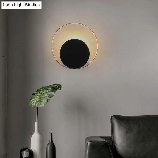 Black Ring Wall Mount Led Lamp For Modern Living Room Décor