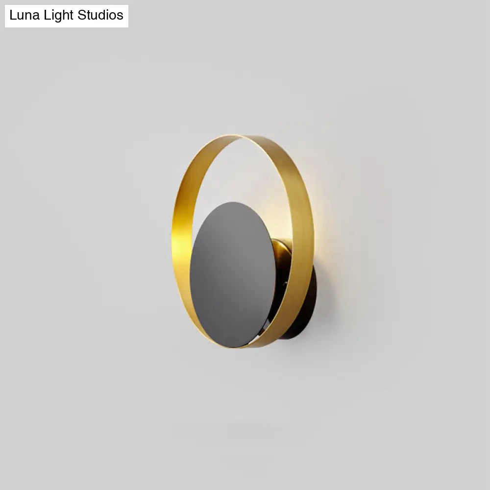 Black Ring Wall Mount Led Lamp For Modern Living Room Décor