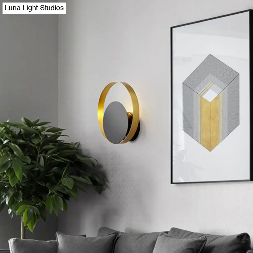 Black Ring Wall Mount Led Lamp For Modern Living Room Décor