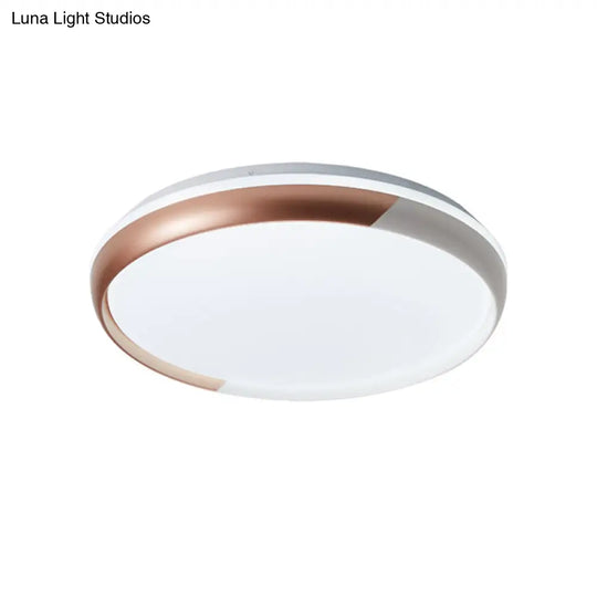 Black/Rose Gold Modernist Led Flush Mount Ceiling Lamp - Round Acrylic Light Fixture For Bedroom