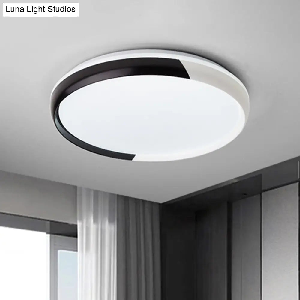 Black/Rose Gold Modernist Led Flush Mount Ceiling Lamp - Round Acrylic Light Fixture For Bedroom