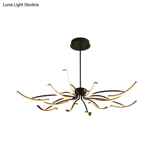 Black Rotating Stick Led Chandelier: Minimalist Acrylic Hanging Lamp For Dining Room