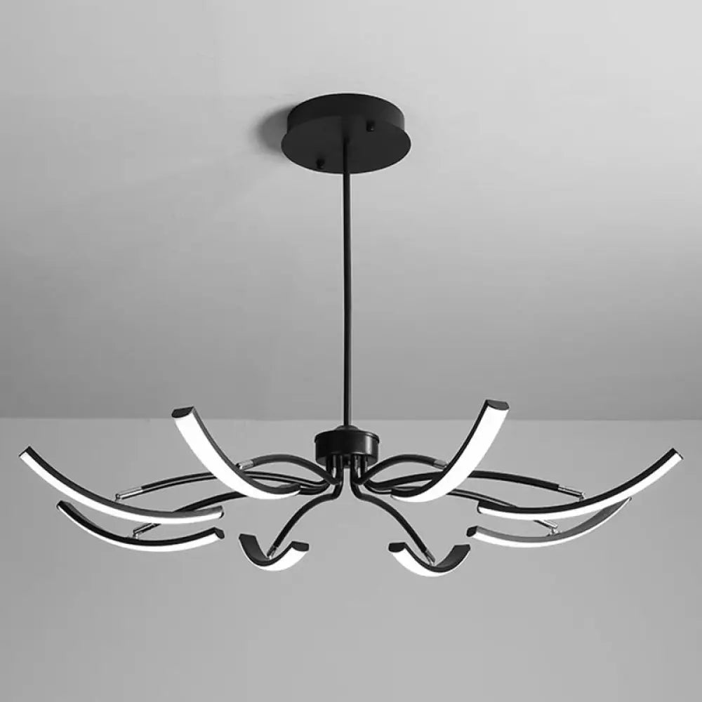 Black Rotating Stick Led Chandelier: Minimalist Acrylic Hanging Lamp For Dining Room 8 /