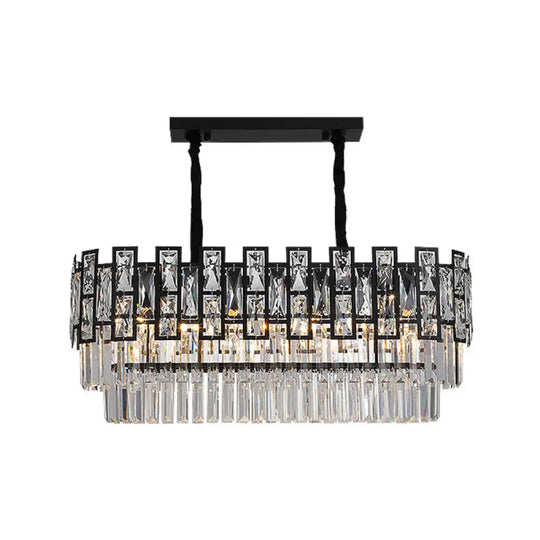 Black Round Crystal Chandelier Light For Living Room - Modern Ceiling Lighting Fixture / Large