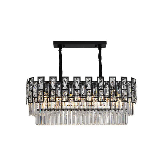 Black Round Crystal Chandelier Light For Living Room - Modern Ceiling Lighting Fixture / Small