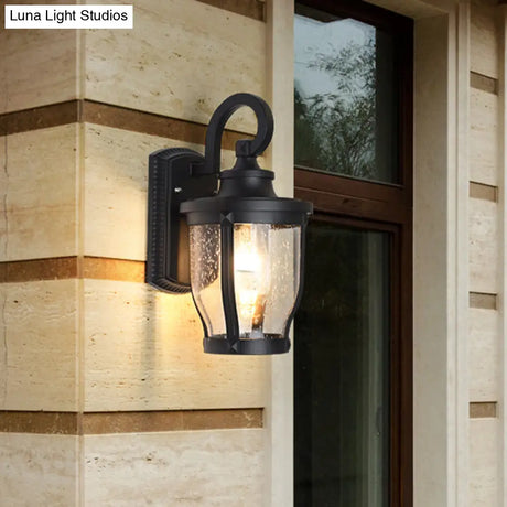 Black Seedy Glass Wall Mount Lamp With Single Light For Warehouse