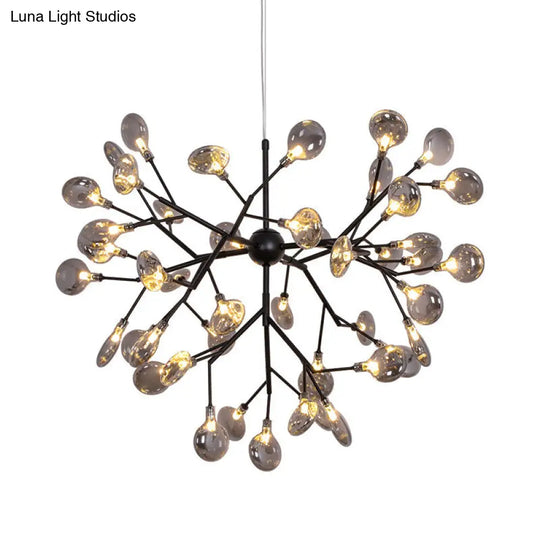 Minimalist Led Smoked Glass Firefly Chandelier In Black