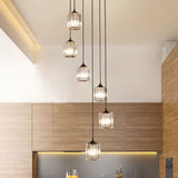 Black Spiral Crystal Pendant Light With Modern Staircase Design - Multi Hanging Fixture 6 /