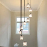 Black Spiral Crystal Pendant Light With Modern Staircase Design - Multi Hanging Fixture 9 /