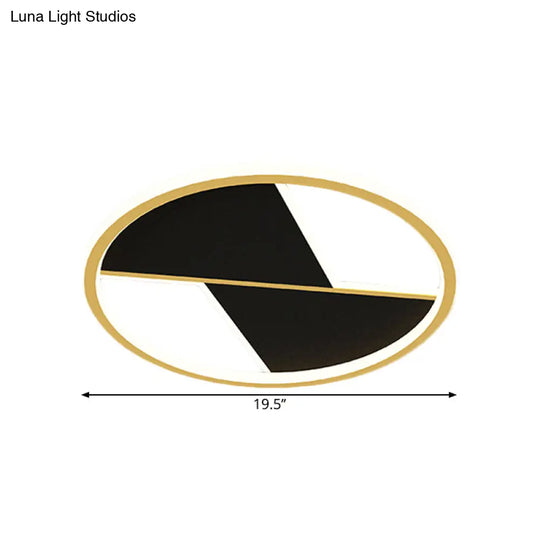 Black Splicing Flush Lamp: 16’/19.5’ Modernist Led Ceiling Light Fixture For Bedroom