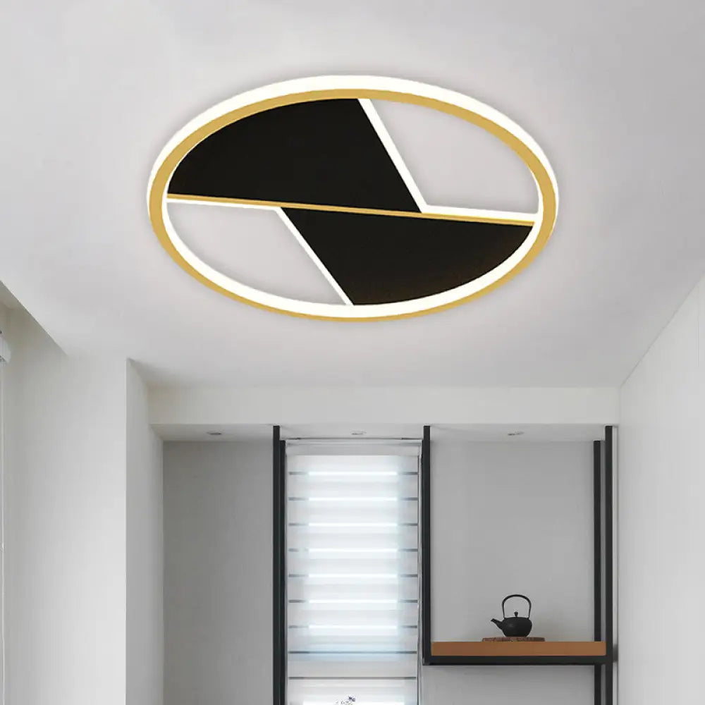 Black Splicing Flush Lamp: 16’/19.5’ Modernist Led Ceiling Light Fixture For Bedroom / 16’