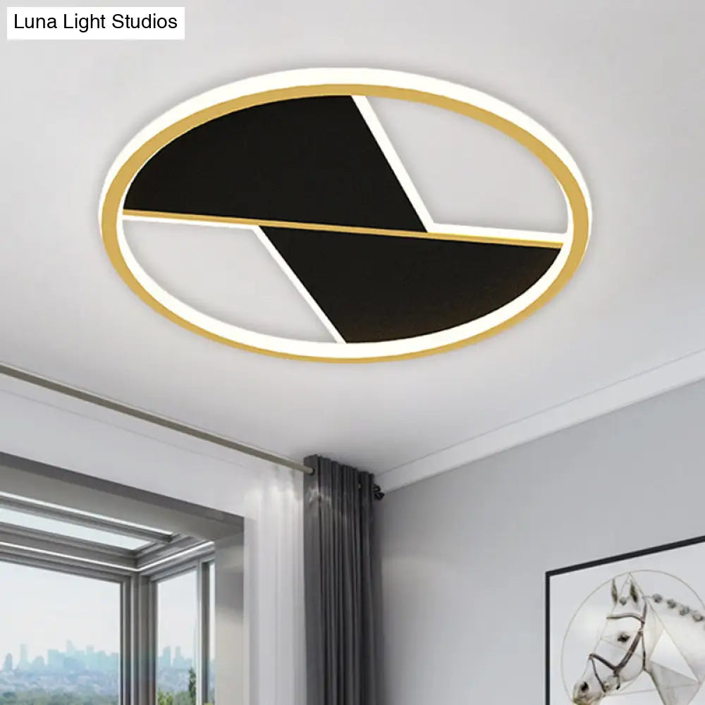Black Splicing Flush Lamp: 16/19.5 Modernist Led Ceiling Light Fixture For Bedroom