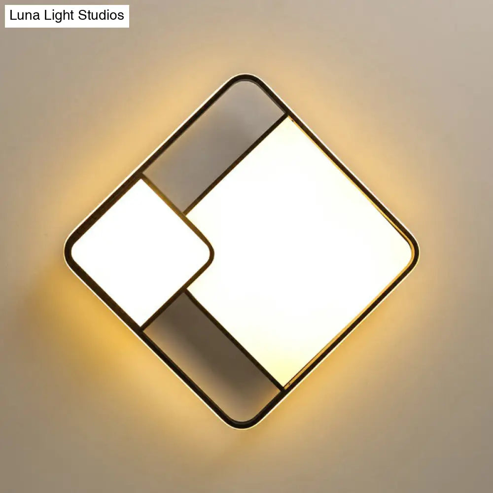 Black Square Led Ceiling Mount Light With Minimalist Acrylic Shade