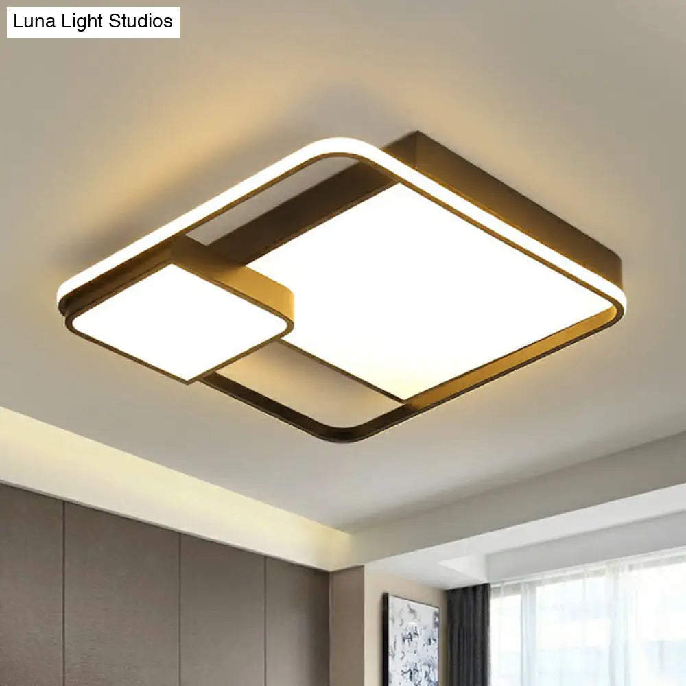 Black Square Led Ceiling Mount Light With Minimalist Acrylic Shade