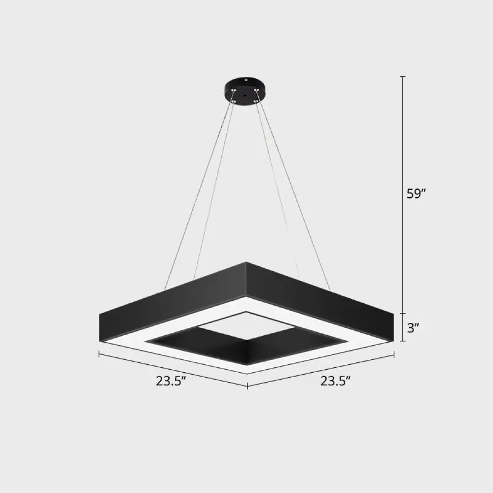 Black Square Led Chandelier Nordic Style Acrylic Ceiling Light / 23.5