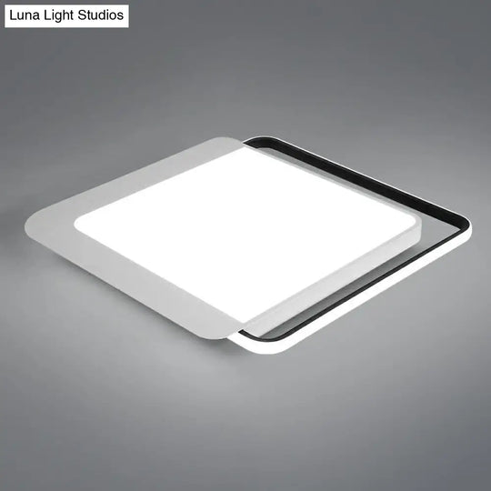 Black Square Led Flush Light With Acrylic Shade - Minimalist Ceiling Fixture