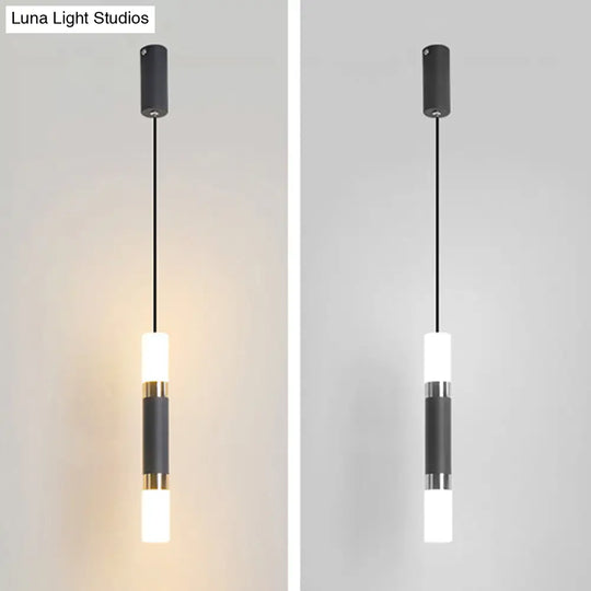 Modern Black Tube Pendant Lamp With Led Acrylic Ceiling Light - Ideal For Bedrooms / Warm A