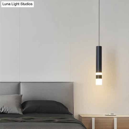 Modern Black Tube Pendant Lamp With Led Acrylic Ceiling Light - Ideal For Bedrooms