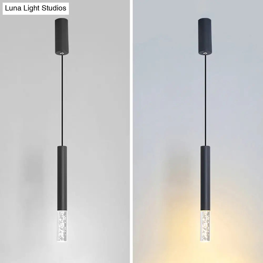 Modern Black Tube Pendant Lamp With Led Acrylic Ceiling Light - Ideal For Bedrooms / White B