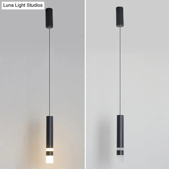 Modern Black Tube Pendant Lamp With Led Acrylic Ceiling Light - Ideal For Bedrooms