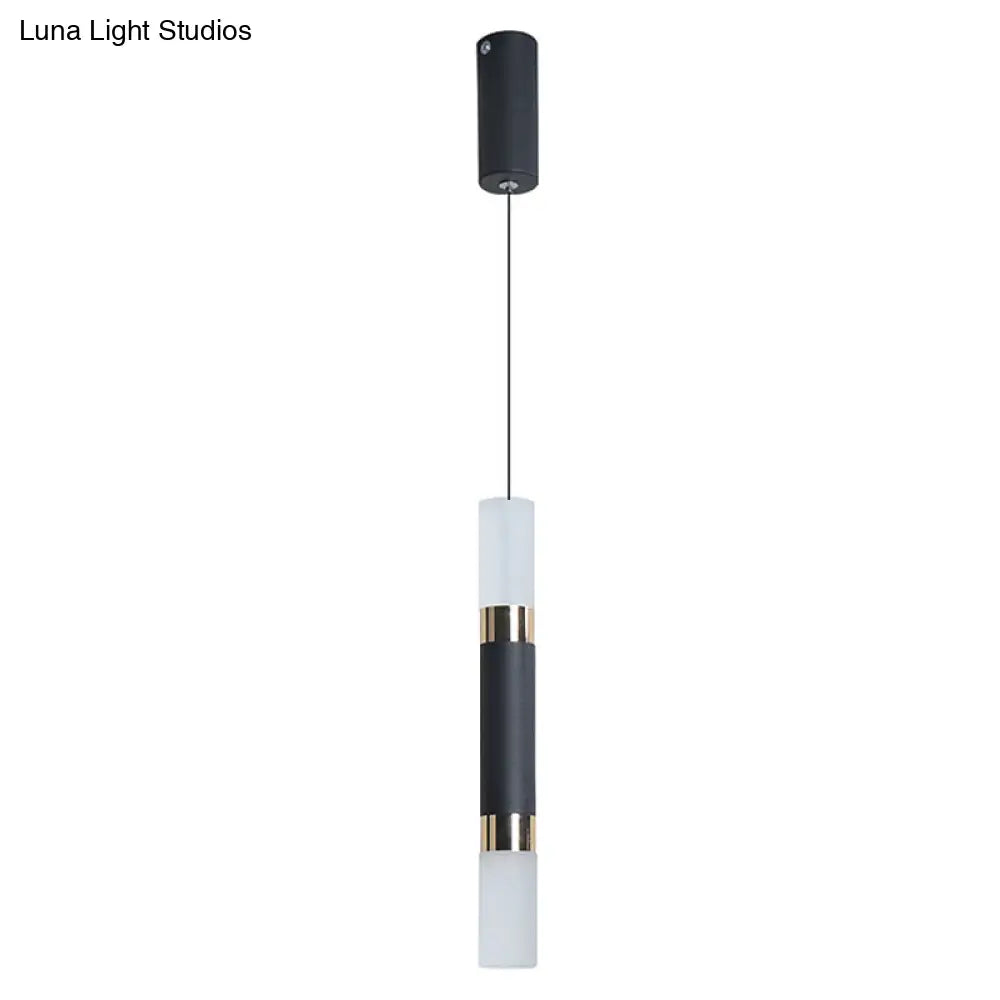 Modern Black Tube Pendant Lamp With Led Acrylic Ceiling Light - Ideal For Bedrooms