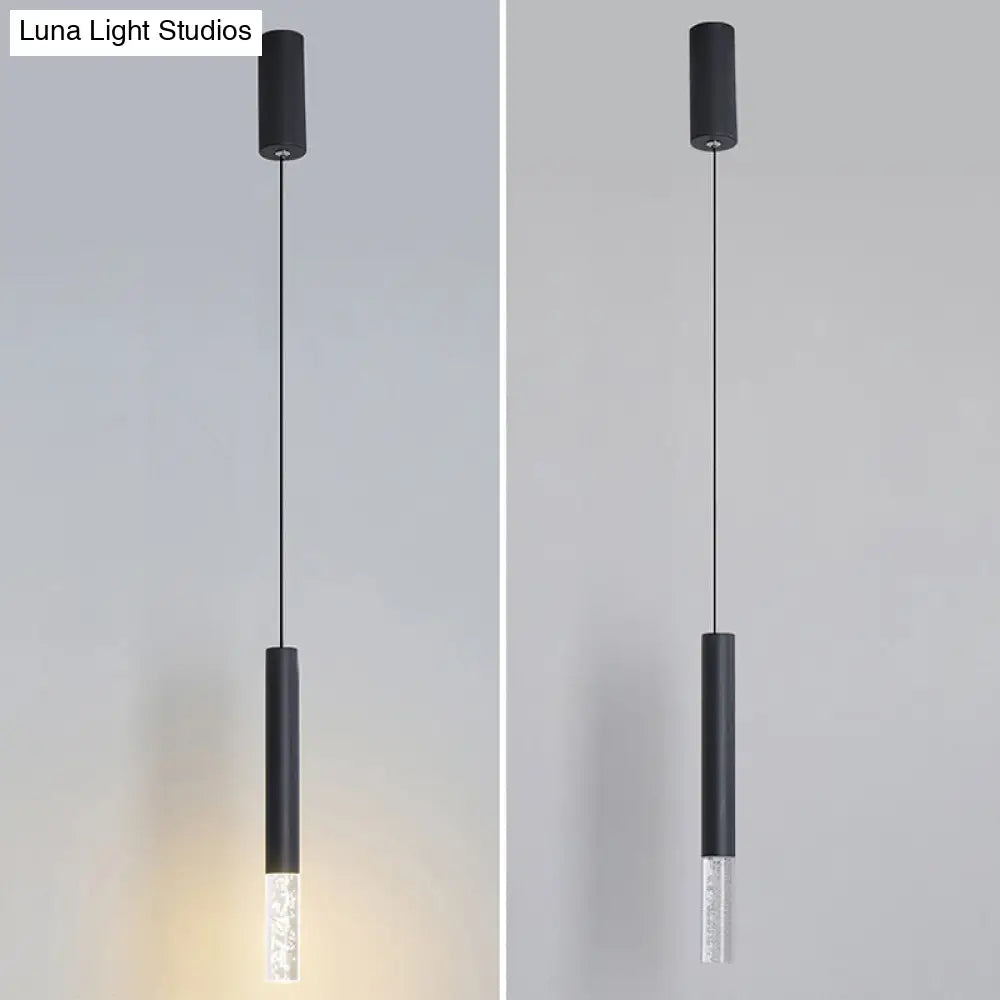 Modern Black Tube Pendant Lamp With Led Acrylic Ceiling Light - Ideal For Bedrooms