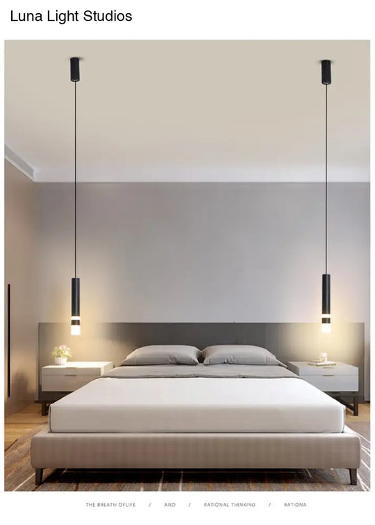 Modern Black Tube Pendant Lamp With Led Acrylic Ceiling Light - Ideal For Bedrooms