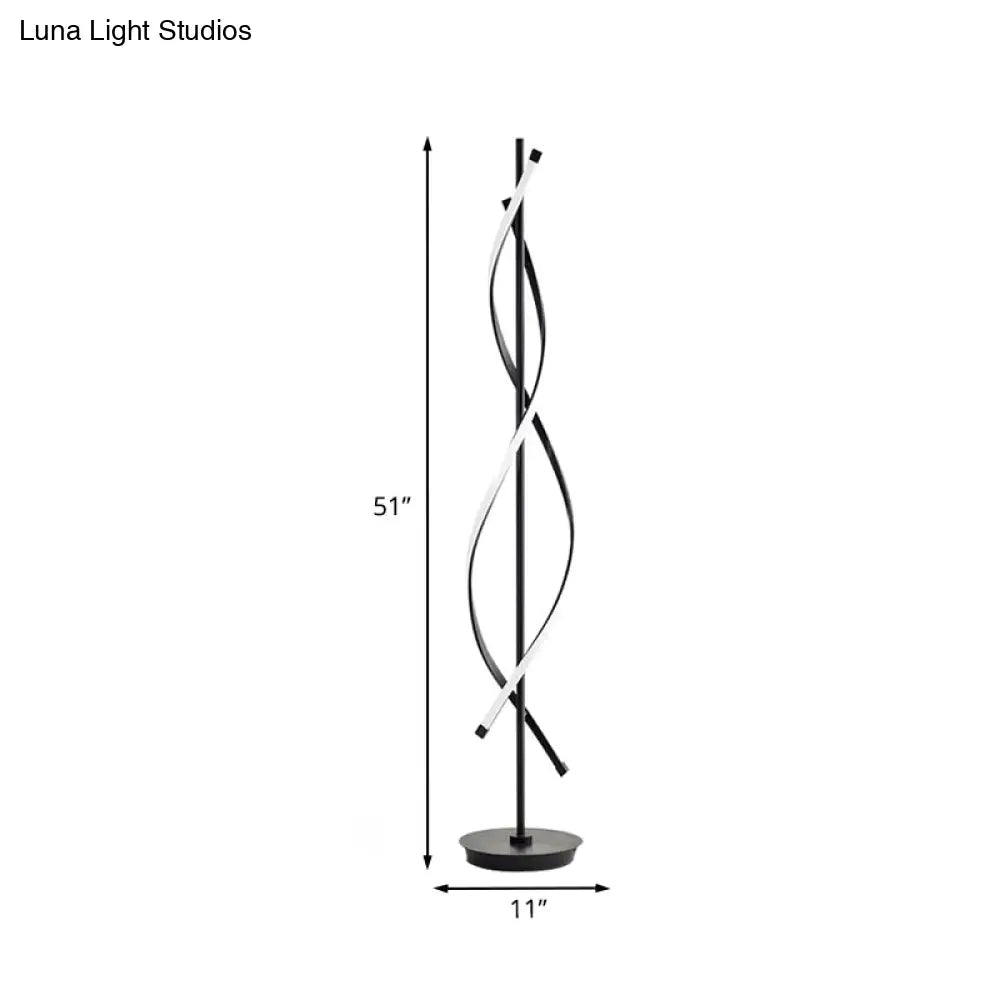 Black Twist Floor Lamp With Led Light In Warm/White - Stylish Reading Lighting