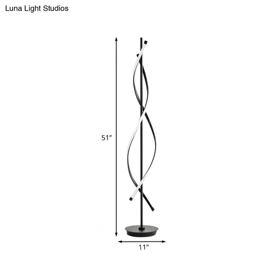 Black Twist Floor Lamp With Led Light In Warm/White - Stylish Reading Lighting