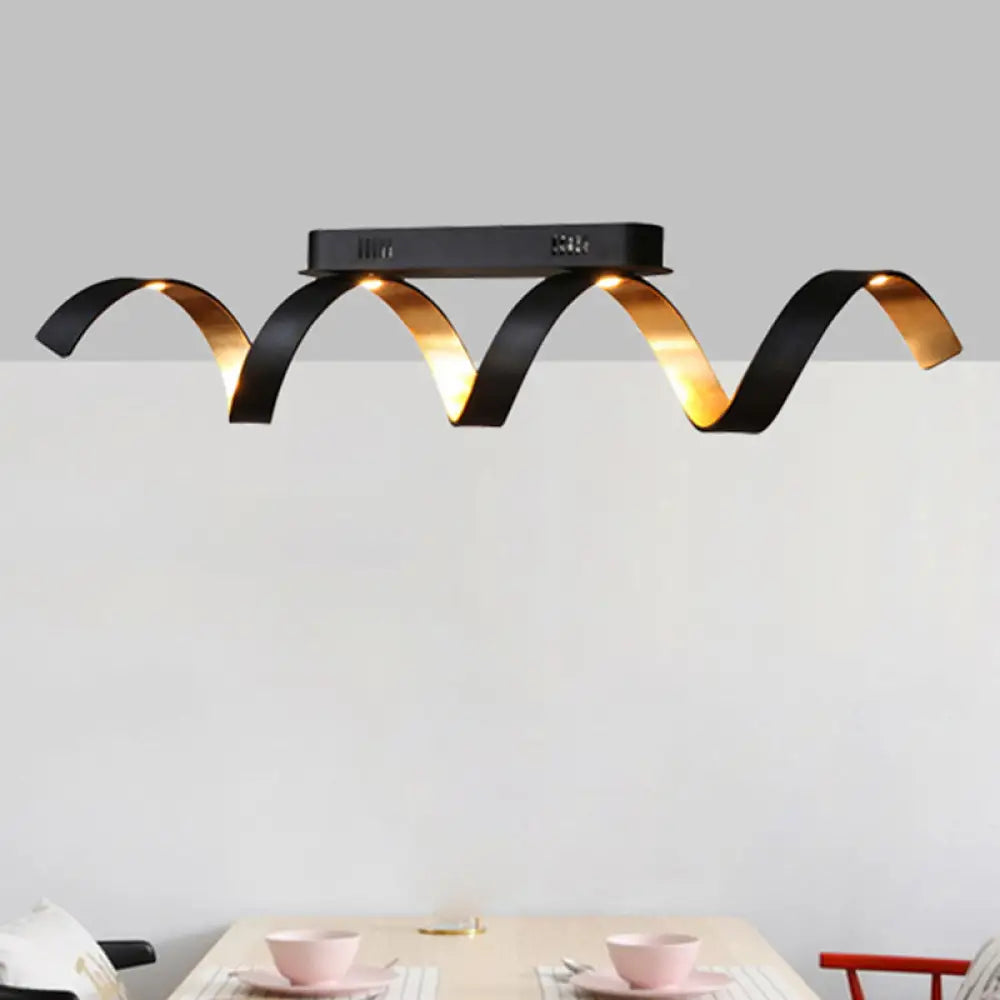 Black Twisted Acrylic Ceiling Lamp - Contemporary Flush Mount Light