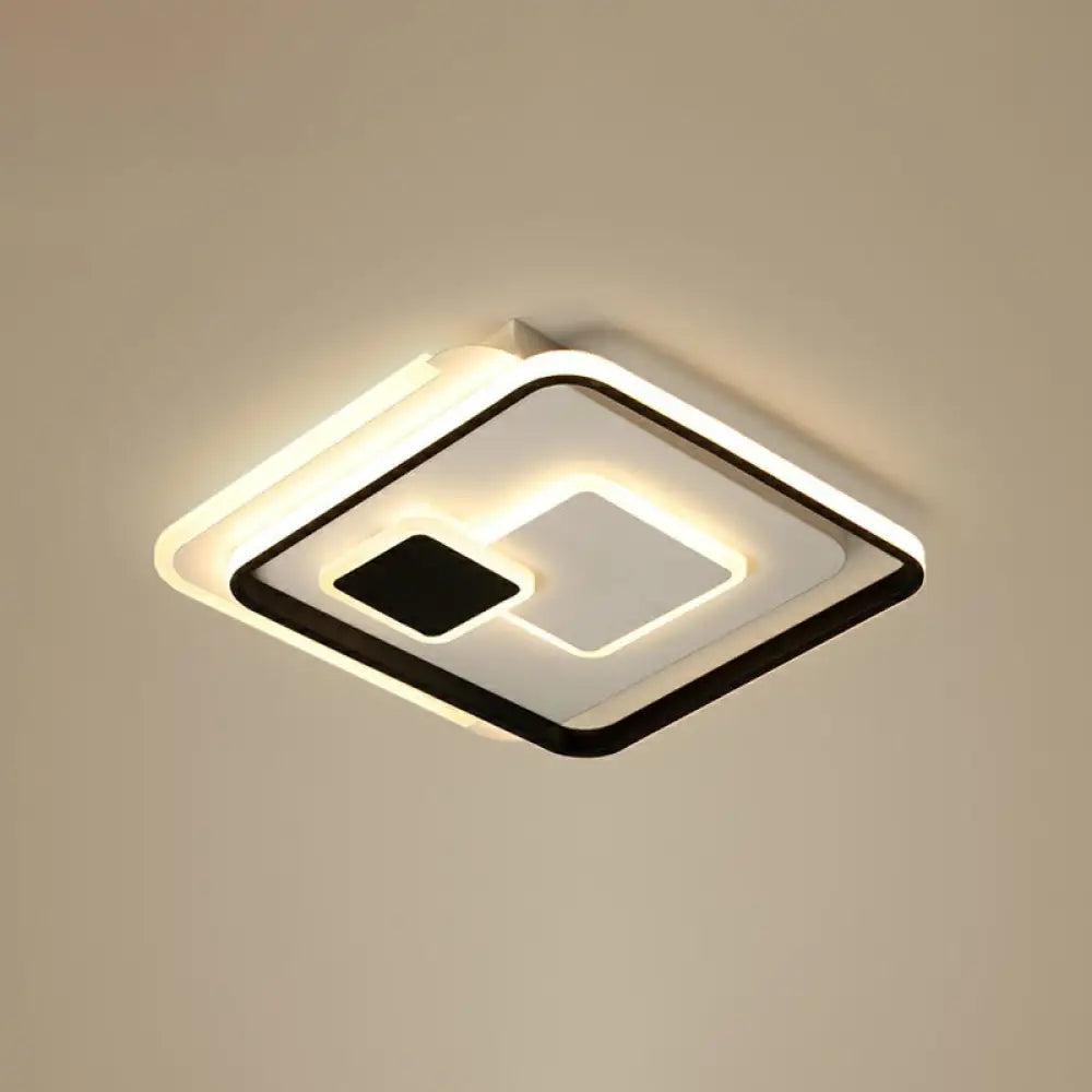 Black Ultrathin Led Flushmount Ceiling Light For Minimalist Bedroom Lighting / 16.5’