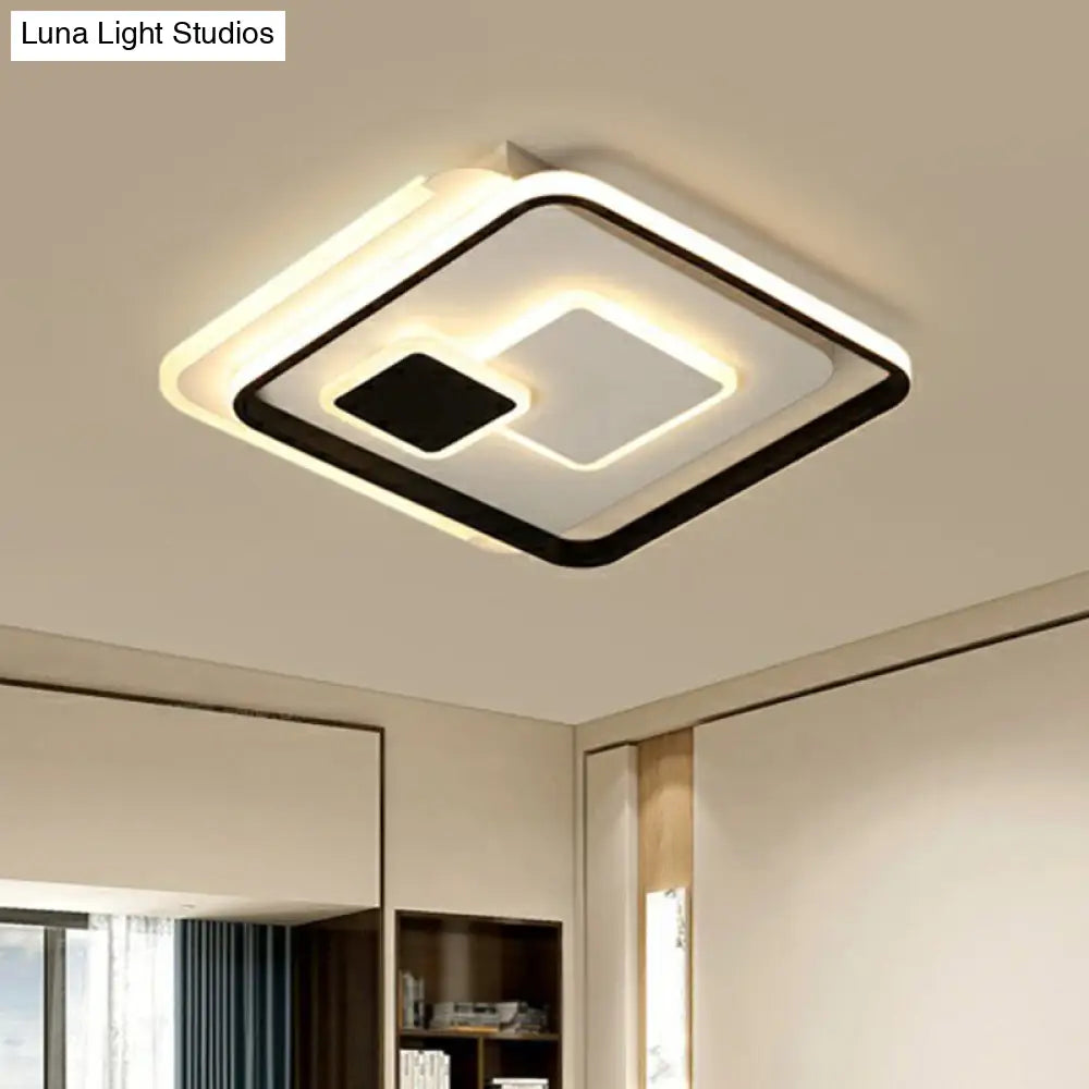 Black Ultrathin Led Flushmount Ceiling Light For Minimalist Bedroom Lighting