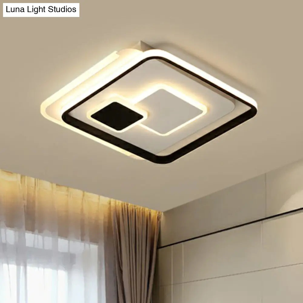 Black Ultrathin Led Flushmount Ceiling Light For Minimalist Bedroom Lighting