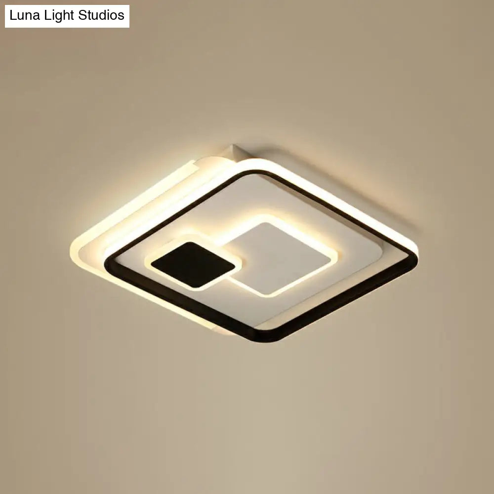 Black Ultrathin Led Flushmount Ceiling Light For Minimalist Bedroom Lighting / 16.5