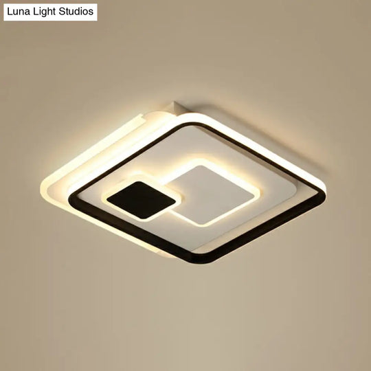 Black Ultrathin Led Flushmount Ceiling Light For Minimalist Bedroom Lighting / 20.5