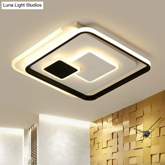 Black Ultrathin Led Flushmount Ceiling Light For Minimalist Bedroom Lighting