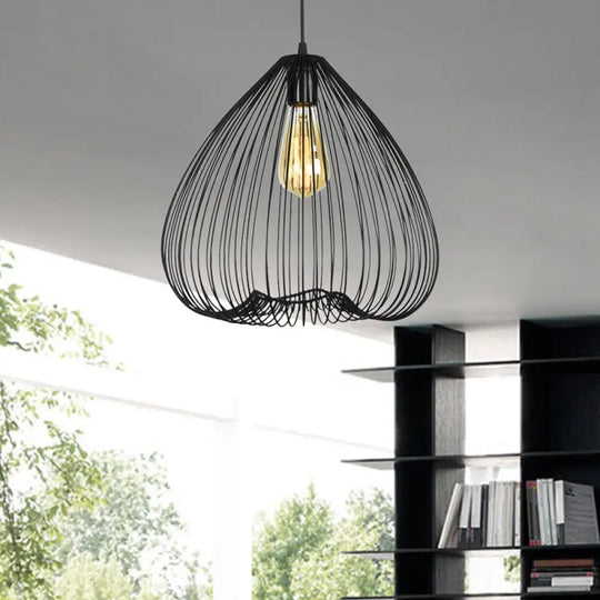 Black Vintage Metal Caged Pendant 8’/9.5’/12’ Wide 1 Light Hanging Ceiling Fixture / 12’